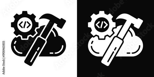 Build Icon White And Black Background Style