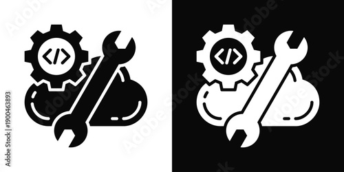 Serverless Icon White And Black Background Style
