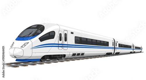 Modern Isolated High Speed Bullet Train Vector Illustration