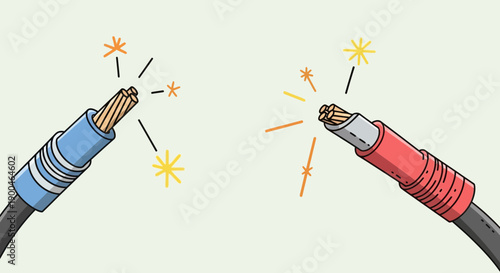 Electrical Wires Sparking Short Circuit Danger Illustration