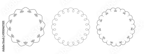 ガーリーなレースデザインのシンプルな円フレーム3種類セット