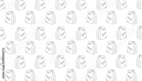Flour Bag Seamless Pattern Hand Drawn Vintage Style Packaging Background