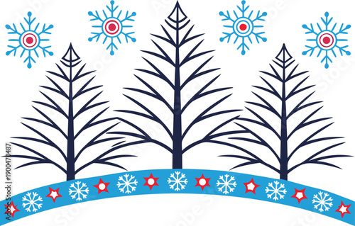 January Winter Border Frame Illustration. January Calendar Border Seasonal Frame Design. January Holiday Border Winter Theme Illustration. January Snow Season Border Frame Illustration. January New