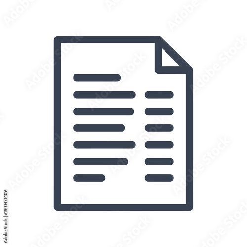 A simple icon depicting a document with text lines, representing data, information, or a file.