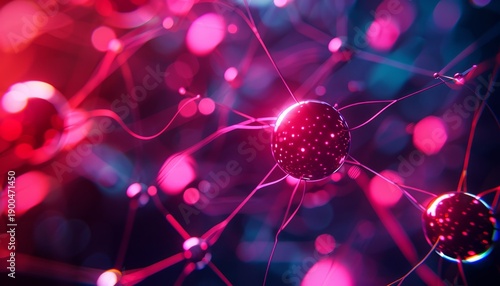 A vibrant, abstract representation of interconnected particles and energy, showcasing a colorful interplay of light and structure.