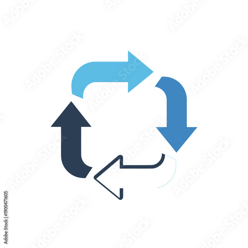 A circular diagram with four arrows indicating a continuous process or cycle.