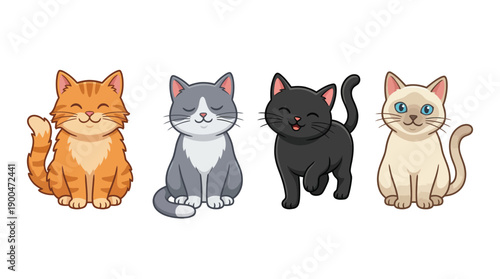 cat cute cartoon vector set , isolate on a white background. SVG and PNG