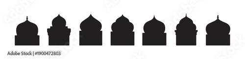 Islamic mosque domes and architectural silhouettes for cultural or religious vector design