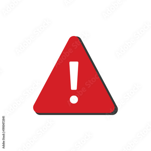Red triangle warning alert sign with exclamation mark symbol. indicating danger, caution, error notification for safety.