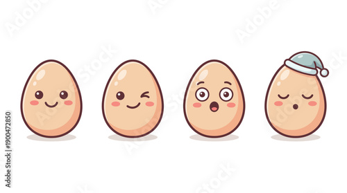 egg cute cartoon vector set , isolate on a white background. SVG and PNG