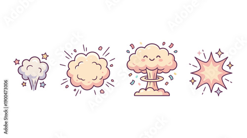 explosion effect cute cartoon vector set , isolate on a white background. SVG and PNG