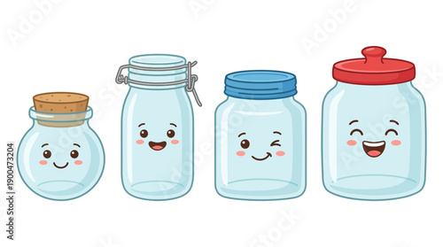 glass jar cute cartoon vector set , isolate on a white background. SVG and PNG