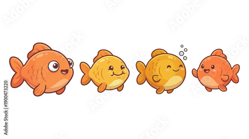 goldfish cute cartoon vector set , isolate on a white background. SVG and PNG