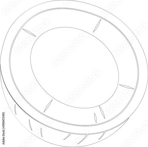 Line Art Halved Coconut Icon, Ideal for Tropical Food and Healthy Lifestyle Graphics