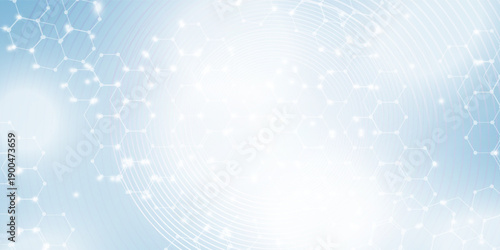 Connected molecules background design. Medical biotechnology, chemical banner. Molecule structure, microbiology recent