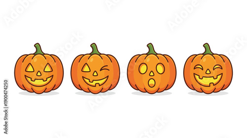 pumpkin jackolantern cute cartoon vector set , isolate on a white background. SVG and PNG