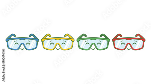 safety glasses cute cartoon vector set , isolate on a white background. SVG and PNG