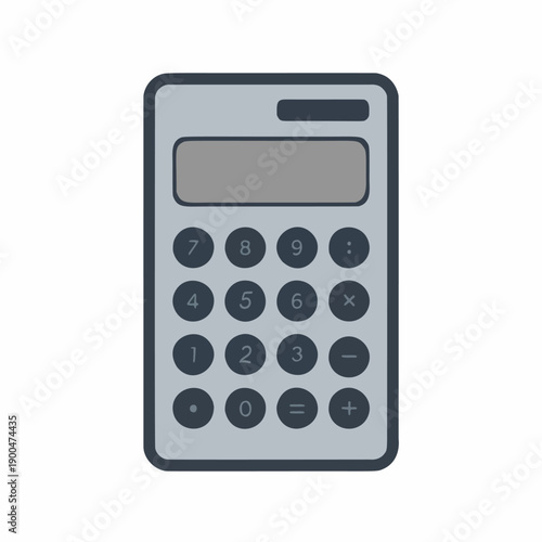 Grey Electronic Calculator Math Tool Vector Icon