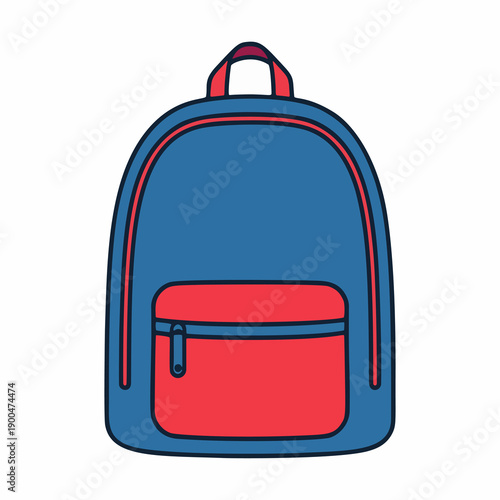Blue School Backpack or Student Bag Vector Icon