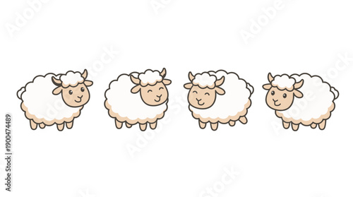 sheep cute cartoon vector set , isolate on a white background. SVG and PNG