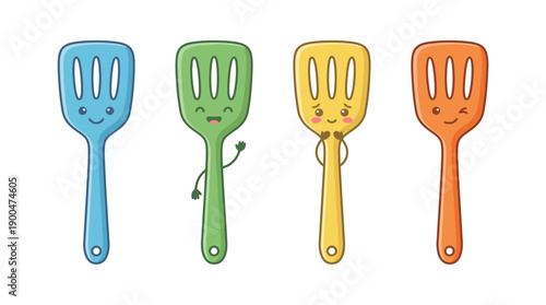 spatula cute cartoon vector set , isolate on a white background. SVG and PNG
