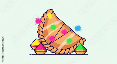 Colorful indian sweets and diyas for holi festival celebration