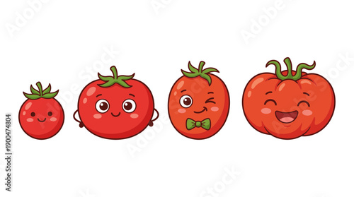 tomato cute cartoon vector set , isolate on a white background. SVG and PNG