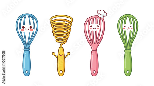 whisk cute cartoon vector set , isolate on a white background. SVG and PNG