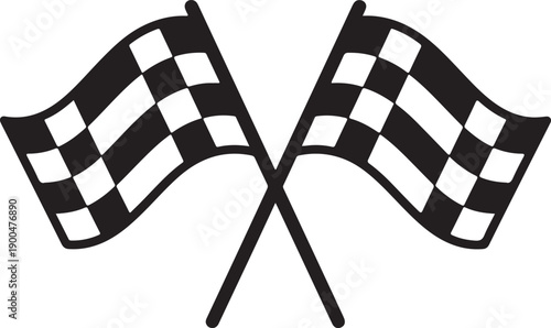 Crossed Checkered Flag Silhouette Vector Racing Finish Line Motorsport Icon