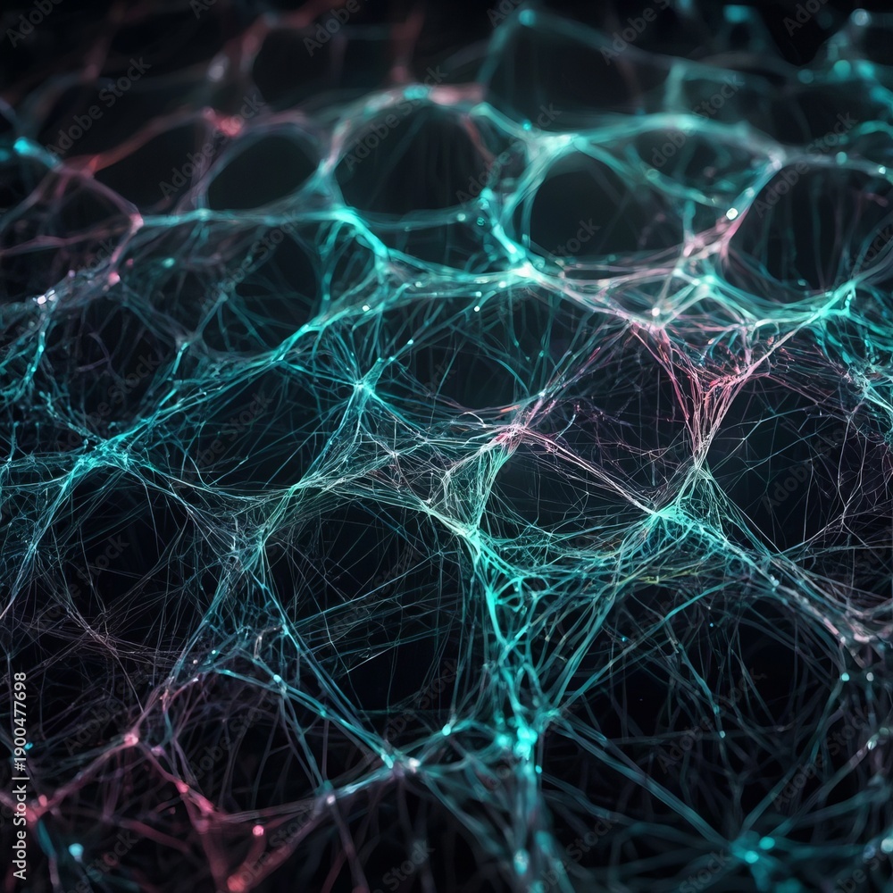 Fototapeta premium Intricate interconnected web like patterns that seem to glow