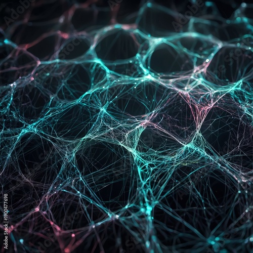 Intricate interconnected web like patterns that seem to glow