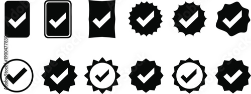 Collection of checkmark icons in various shapes and styles