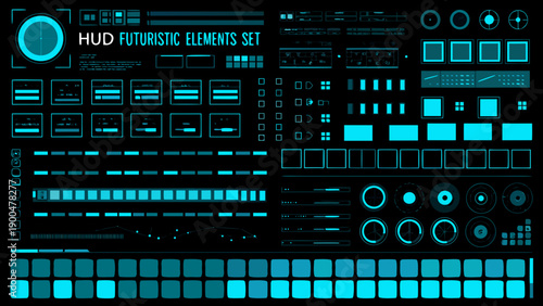 Futuristic hud elements set with geometric shapes and interface components