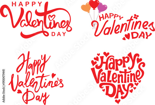 Happy Valentine Day icon. Love romance heart symbols isolated design for greeting card banner poster social media decoration set collection group.