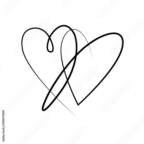 Wallpaper Mural Minimal Line Art of Two Hearts, Romantic Valentine’s Day Vector Illustration
 Torontodigital.ca