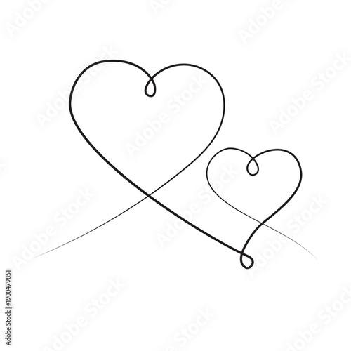 Wallpaper Mural Minimal Line Art of Two Hearts, Romantic Valentine’s Day Vector Illustration
 Torontodigital.ca