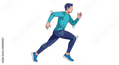 Male Runner Sprinting in Athletic Gear Vector Illustration