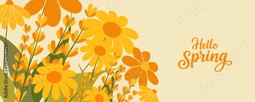 Spring and summer templates with beautiful blossom flowers and nature.set of cards with cute meadow flowers. Floral botanical for holiday  poster, invitation, social media post, Mother's Day, Easter.