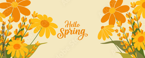 Spring and summer templates with beautiful blossom flowers and nature.set of cards with cute meadow flowers. Floral botanical for holiday  poster, invitation, social media post, Mother's Day, Easter.