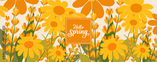 Spring and summer templates with beautiful blossom flowers and nature.set of cards with cute meadow flowers. Floral botanical for holiday  poster, invitation, social media post, Mother's Day, Easter.