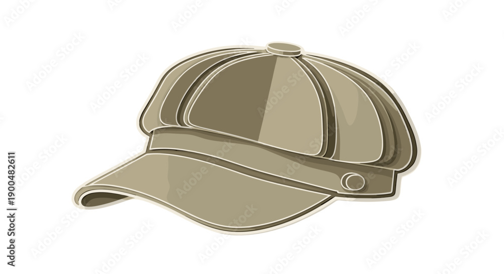 Fototapeta premium Stylish hemp cap with detailed stitching isolated on white background, showcasing eco-friendly fashion accessory in earthy tones