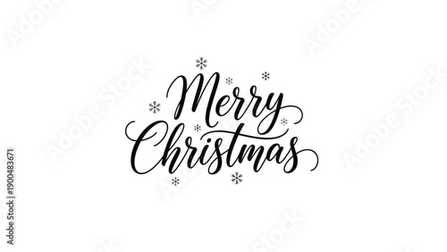 Festive "Merry Christmas" calligraphy in a graceful script font, adorned with delicate snowflakes, perfect for elegant holiday greetings.