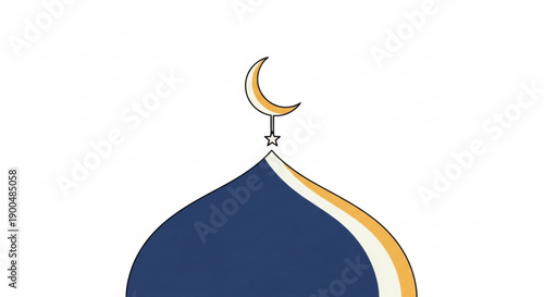 Islamic architecture dome with crescent moon and star symbol on top