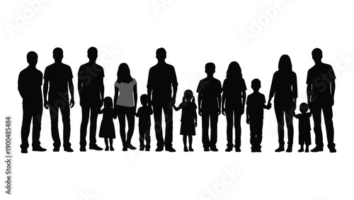 Silhouettes of diverse individuals standing together in unity and solidarity Vector