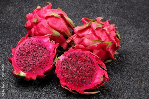 fresh red dragon fruit, pitahaya, pitaya, buah naga