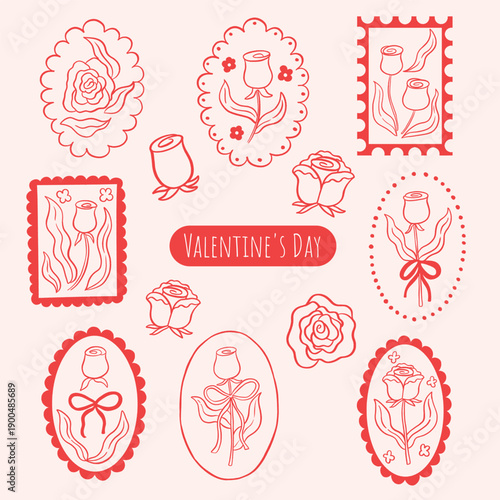 Vintage Rose Line Art Clipart
