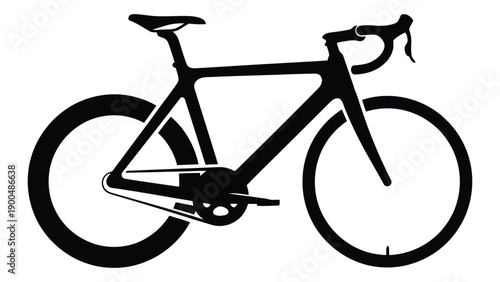 A sleek black road bicycle with drop handlebars and a lightweight frame Vector