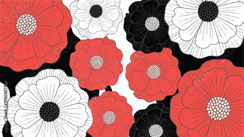 Bold Valentine floral pattern with oversized, stylized roses in vibrant red and pink, perfect for romantic celebrations.