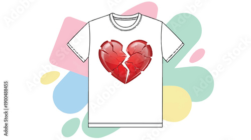 Broken glass heart mockup in vibrant red, symbolizing a fragile and shattered Valentine's Day love.