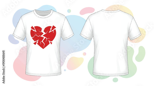 Broken glass heart mockup in striking red, representing shattered love and a dramatic Valentine's Day.